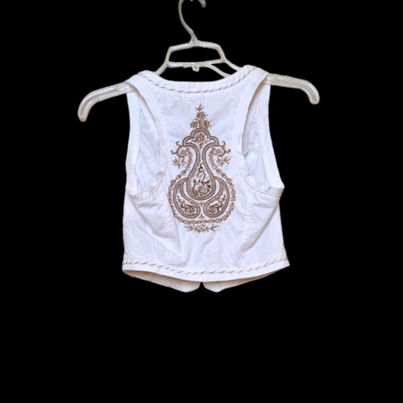 Y2K Guess Button vest racerback boho tailored embroidered back patch edgy punk - Picture 1 of 15
